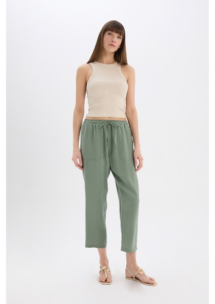 Straight Fit Çift Cepli Yüksek Bel Düz Paça Modal Kumaş Pantolon E5962AX25SP
