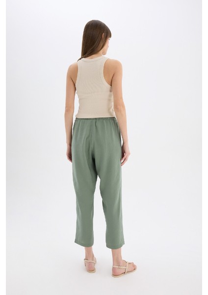 Straight Fit Çift Cepli Yüksek Bel Düz Paça Modal Kumaş Pantolon E5962AX25SP