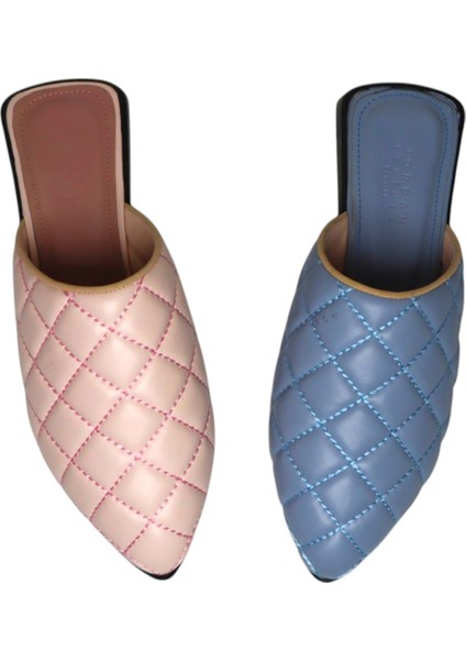 Suni Deri Kadın Ev Terliği