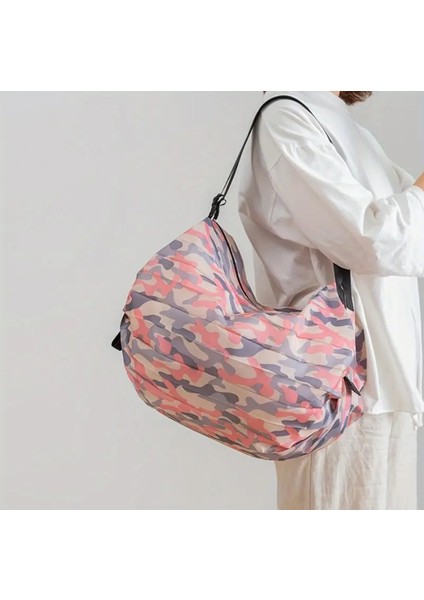 Pink Pembe Kamuflaj Katlanabilir Alışveriş Çanta Yüksek Kaliteli 1 Adet