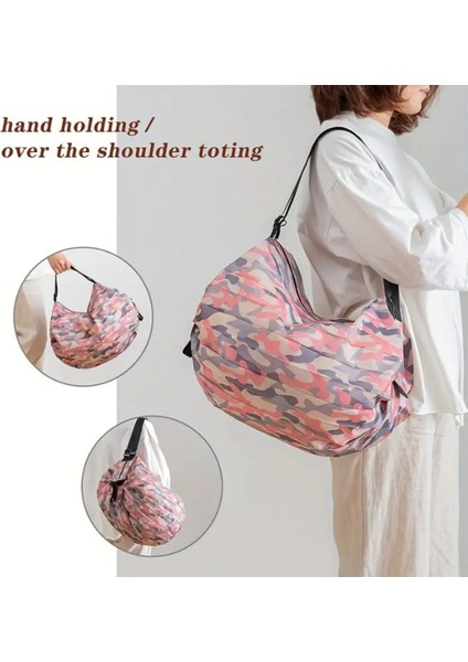 Pink Pembe Kamuflaj Katlanabilir Alışveriş Çanta Yüksek Kaliteli 1 Adet modelleri
