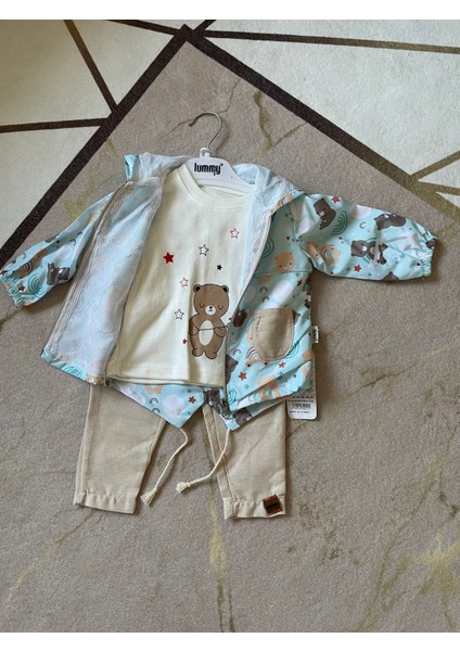 Unisex 9 Ay Lionkids Ayı Baskılı Cepli Yağmurluk 3lü Takım fırsatları