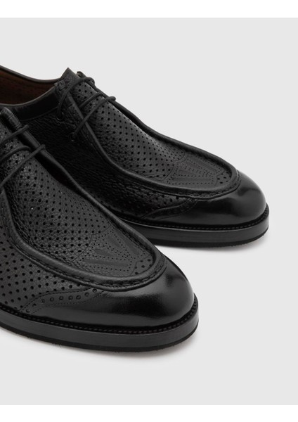 Luigi Hakiki Bufalo Deri Erkek Siyah Oxford Ayakkabı fırsatları