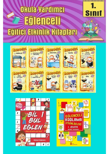 1.sınıflar Için Okumayı Sevdiren 10 Lu Hikaye Seti -Bil Bul Eğlen-Kodlama 7 (Okulda Evde Tatilde)