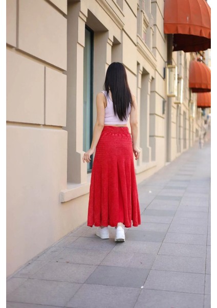 Fibula Butik Etnik Bohem ve Otantik Tarz Taşlanmış Bel Lastikli Standart Beden Tasarım Astarlı Pamuk Triko Etek modelleri