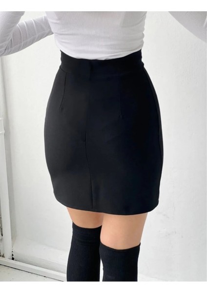 Butik Yan Yırtmaclı Mini Etek