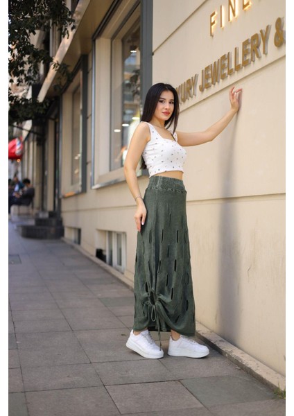 Fibula Butik Etnik Bohem ve Otantik Tarz Yıkamalı Tasarım Astarlı Yan Büzmeli Cepli Pamuk Standart Beden Etek modelleri