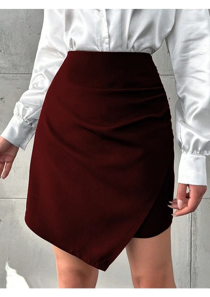 Butik Mini Büzgü Detaylı Anvelop Esimetrik Esnek Etek