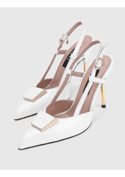 Fanni Hakiki Deri Kadın Beyaz Topuklu Sandalet fiyatları