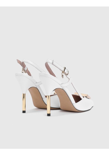 Fanni Hakiki Deri Kadın Beyaz Topuklu Sandalet fırsatları