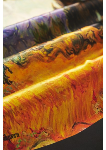%100 Ipek Şal Fular ART(45X165 Cm) - Vincent Van Gogh (Buğday Tarlası) modelleri
