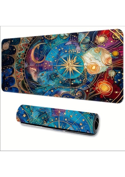 70X30 cm Antik Astrolojik Tasarım Kaydırmaz Taban Speed Yüzey Oyuncu Mouse Pad Gaming