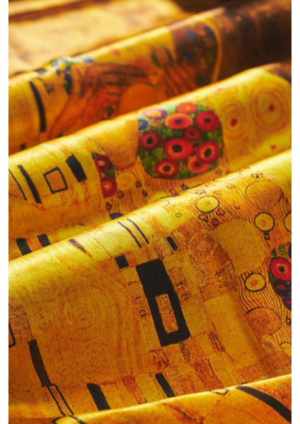 %100 Ipek Şal Fular (45X165 Cm) - Gustav Klimt (The Kiss) modelleri