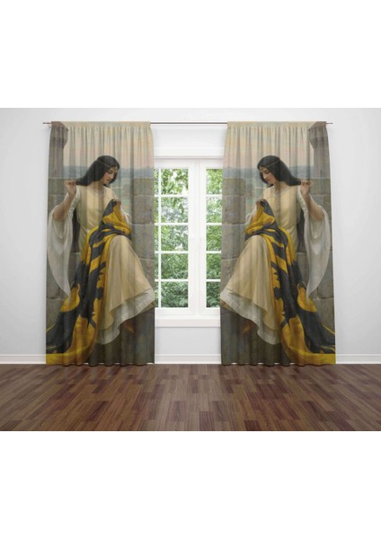 Özel Tasarım Dekoratif Baskı Salon Mutfak Oturma Odası 3D Baskılı Fon Perde 385