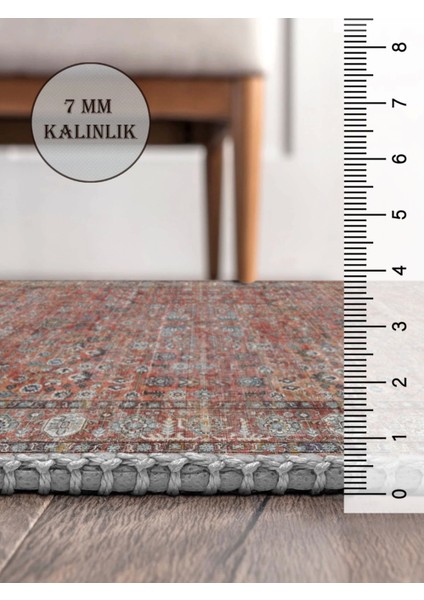 Vintage Desenli Halı, Pamuk Dokuma Pamuklu Taban Dekoratif Halı Kilim 35