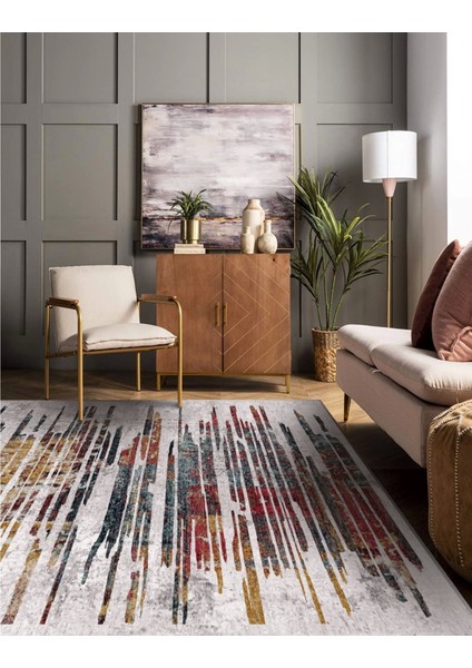 Vintage Desenli Halı, Pamuk Dokuma Pamuklu Taban Dekoratif Halı Kilim 61