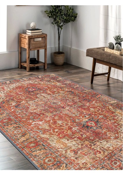Vintage Desenli Halı, Pamuk Dokuma Pamuklu Taban Dekoratif Halı Kilim 72