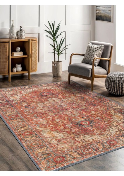 Vintage Desenli Halı, Pamuk Dokuma Pamuklu Taban Dekoratif Halı Kilim 72
