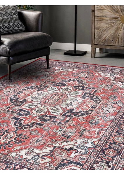 Vintage Desenli Halı, Pamuk Dokuma Pamuklu Taban Dekoratif Halı Kilim 85