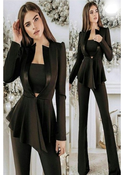 3'lü Şık Takım (Ceket ,pantolon, Crop) indirimleri