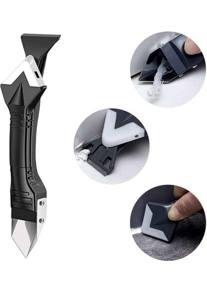 Ayarlı Derz Aparatı 3 In 1 Metal Kazıyıcılı 5 Başlıklı Fayans Derz Silikon Sıyırıcı + Uygulama Seti