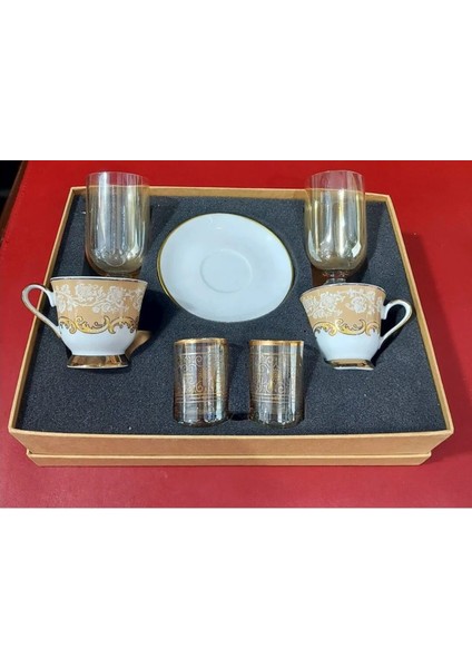Danieli Exclusive Fine Porcelain Porselen 2 Kişilik Kahve Seti Su ve Likör Bardaklı