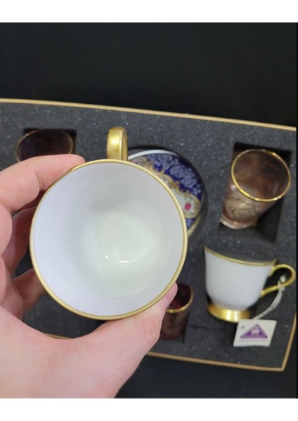 Danieli Exclusive Fine Porcelain Porselen 2 Kişilik Kahve Seti Su ve Likör Bardaklı