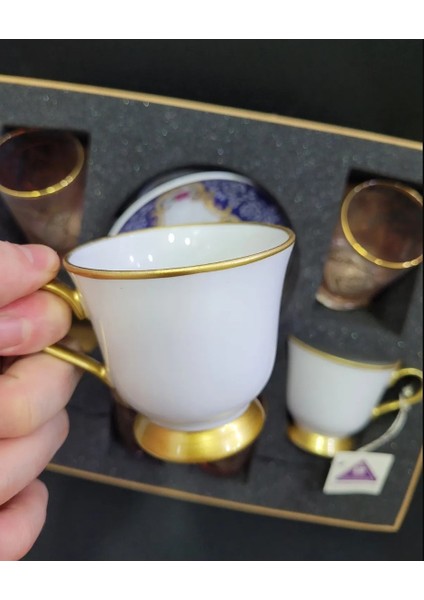 Danieli Exclusive Fine Porcelain Porselen 2 Kişilik Kahve Seti Su ve Likör Bardaklı