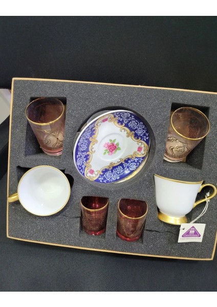 Danieli Exclusive Fine Porcelain Porselen 2 Kişilik Kahve Seti Su ve Likör Bardaklı