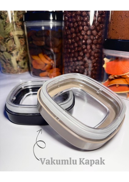 3 Adet Premium Quality Luxury Kuru Gıda Saklama Kabı Seti 1 Lt Mutfak Kiler Organizer Seti