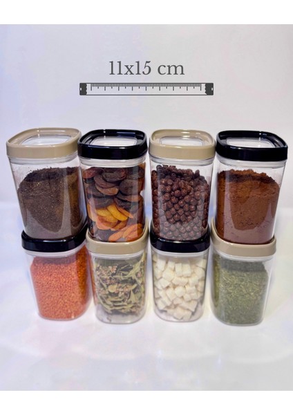 3 Adet Premium Quality Luxury Kuru Gıda Saklama Kabı Seti 1 Lt Mutfak Kiler Organizer Seti
