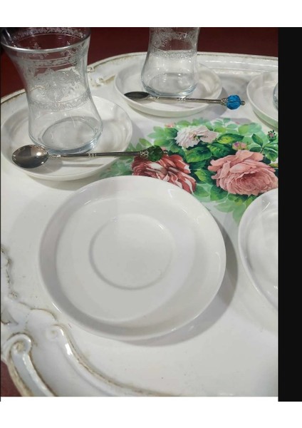 Crystal Kristal Cam 6'lı Çay Bardak Yükseklik 9 cm Çap 6 cm Gümüş Renk Yaldız Elde Yıkanır indirimleri