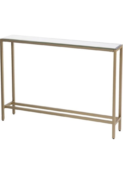 DEVİN DEKOR Modern Gold Renk Metal Iskeletli Temper Camlı Raflı Dresuar Konsol modelleri