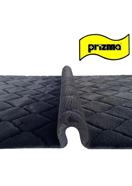 Home Tüylü Desenli Yumuşak Halı Comfort Diamond No:2 Siyah 75 x 110 cm Avantajlı Silinebilir 1 Adet