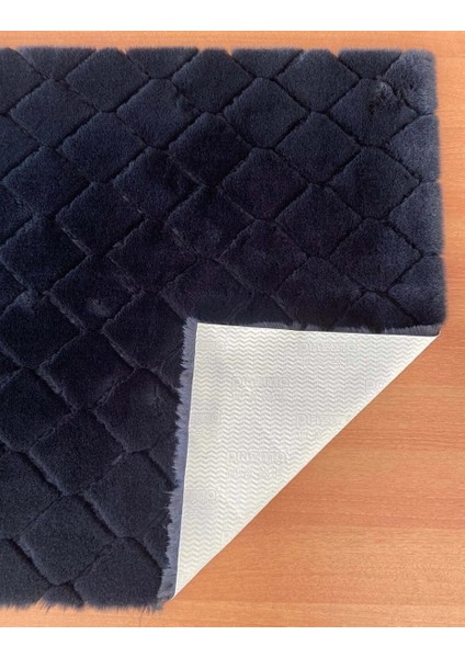 Home Tüylü Desenli Yumuşak Halı Comfort Diamond No:2 Siyah 75 x 110 cm Avantajlı Silinebilir 1 Adet