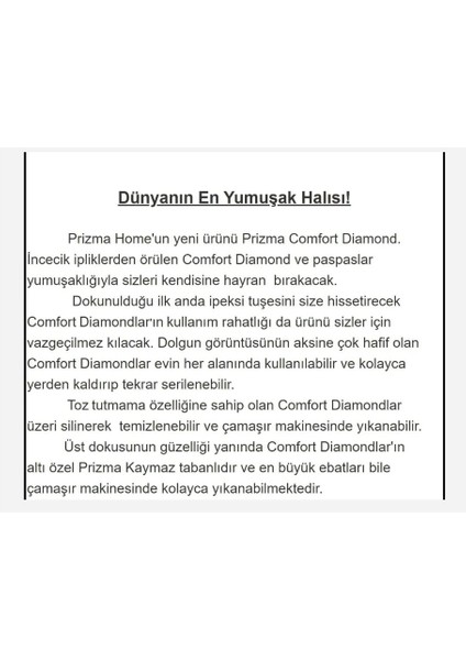 Home Tüylü Desenli Yumuşak Halı Comfort Diamond No:2 Siyah 75 x 110 cm Avantajlı Silinebilir 1 Adet