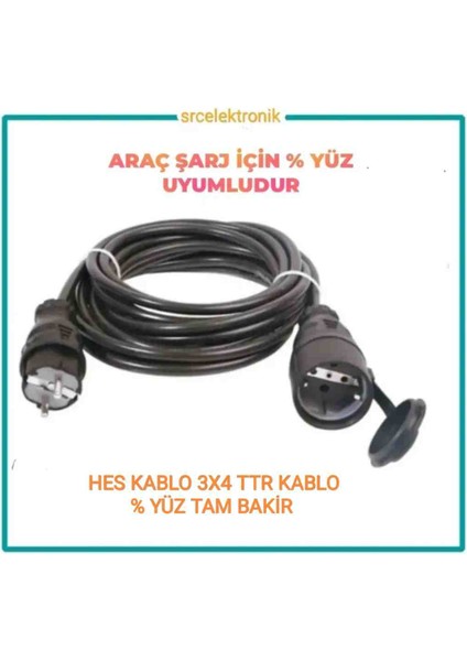 Araç Şarjı İçin (12 Ile 40 Metre Arası) 3x4 Ttr Tam Bakir Uzatma Seyyar Kablo Tüm Araç Şarjları İçin Uyumludur