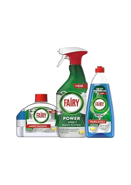 Fairy Süper 3’lü Fairy Power Sprey Bulaşık ve Mutfak & Bulaşık Makine Temizleyici Bulaşık Makine Pa