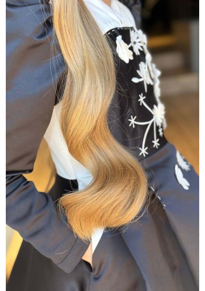 Kız Çocuk Sırtı Fermuar Detaylı Beyaz Renk Göğsü Papatya Detaylı Karpuz Kol Cepli Siyah Elbise fırsatları