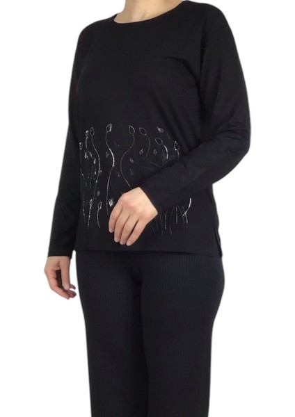 Kadın Etek Işlemeli Taşlı Likralı Bluz fiyatları