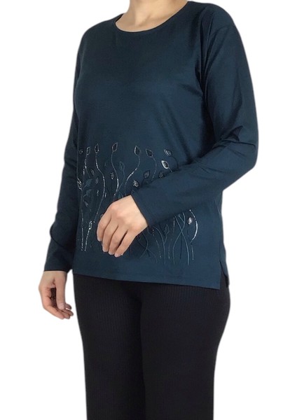 Kadın Etek Işlemeli Taşlı Likralı Bluz fiyatları