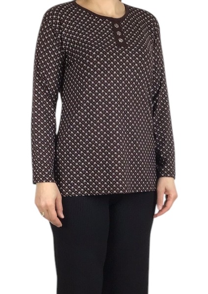 Kadın Desenli Likralı Bluz