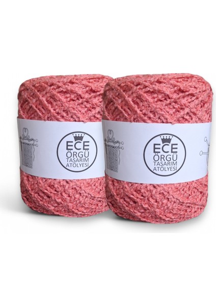 Mercan Rengi Koton Buklet El Örgü İpi (200 Gr.)