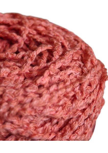 Mercan Rengi Koton Buklet El Örgü İpi (200 Gr.)