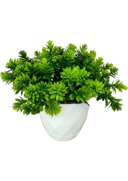 Yapay Çiçek Beyaz Saksıda Lotus Dekoratif Masa Çiçeği 15 cm