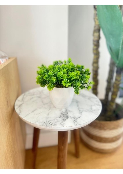 Yapay Çiçek Beyaz Saksıda Lotus Dekoratif Masa Çiçeği 15 cm