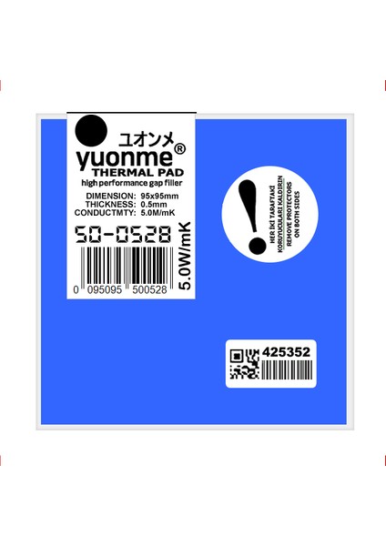 Termal Ped / Thermal Pad 0.5mm 5.0W/mK 95X95mm 50-0528
