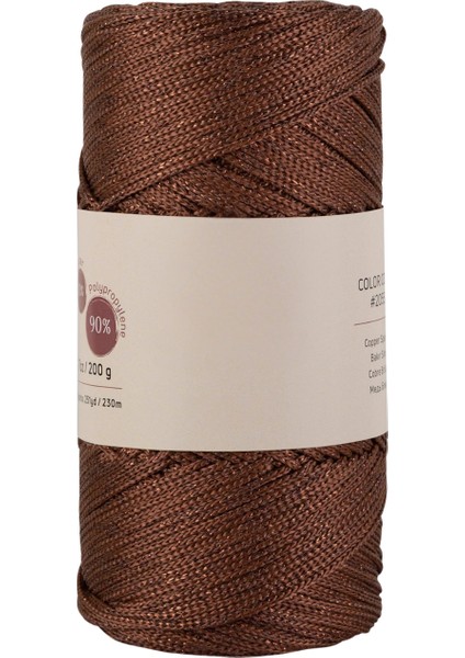Makrome İpi 3mm Polyester Kahve Simli