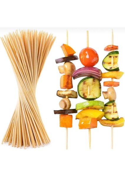 100 Adet 20 cm Bambu Çöp Şiş Ahşap Şiş Çubuk Şiş Mangal Şiş Tavuk Şiş Kebap