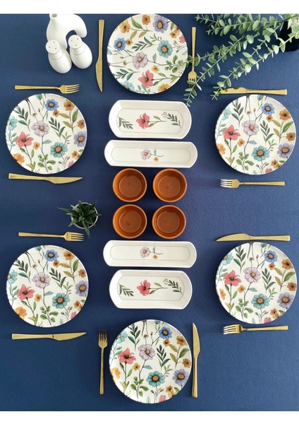 Flora Model 6 Kişilik 14 Parça Kahvaltı Takımı (Kahve)
